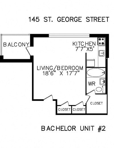 Floor plan for studio, 1 bath, 348 sqft